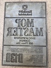 Metal Vintage Reckitt Industrial Mop Master Advertising Printing Plate