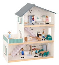 Tooky Toy Wooden Doll Play House 3 Storey Kids/Children Playset w/Figures 3y+