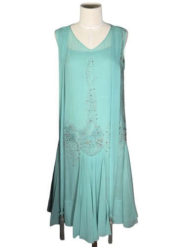 1920s flapper aqua - 1920s, beaded