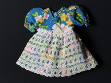 Mary Quant Daisy doll Swiss Miss dress blue floral white lace 1970s fit 12" doll