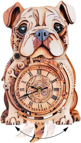 Wooden bulldog puzzle clock - puzzle,