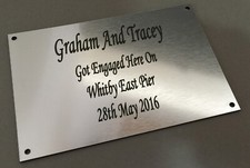 BP62 Engraved Bench Plaque XL GRAVE MARKER Engraving Weatherproof Brass Silver