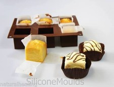 6 cell SQUARE CUBE Fondant Fancies Cake Silicone Bakeware Mould Mold Chocolate