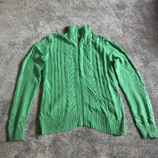 Lime Green Full Zip Up Woman’s Chaps Knitted Jumper