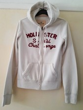 Hollister White & Red Hooded Casual Zip Up Jacket Size 10-12(Good Cond)