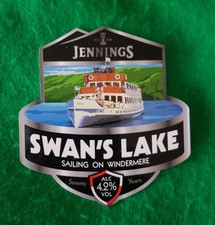jennings brewery pumpclip swan's lake boat  theme cumbria pumpclips