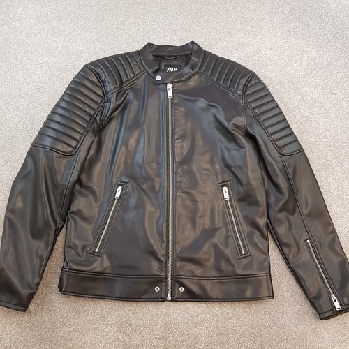 Zara mens jacket black faux - zara,