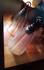 TWO ANTIQUE GLASS art Deco Lamp Shades
