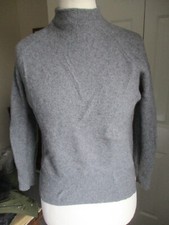 United Colors of Benetton-Grey Fine Ribbed Long Sleeve High Neck Jumper -Size XS