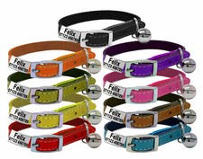 Personalised Genuine Leather Kitten / Cat Collar with Bell & Engraved ID Tag