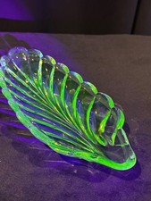 Art Deco  Uranium Glass Leaf