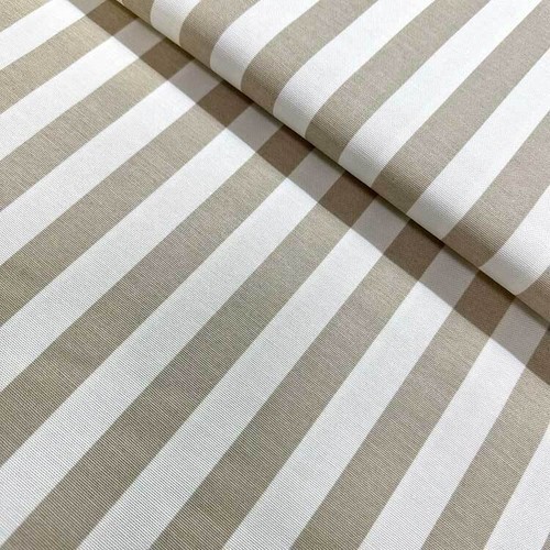 Beige stripe fabric - tan, cotton