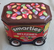 Vintage Smarties Deliveries Van tin, believed to be from 1980s.