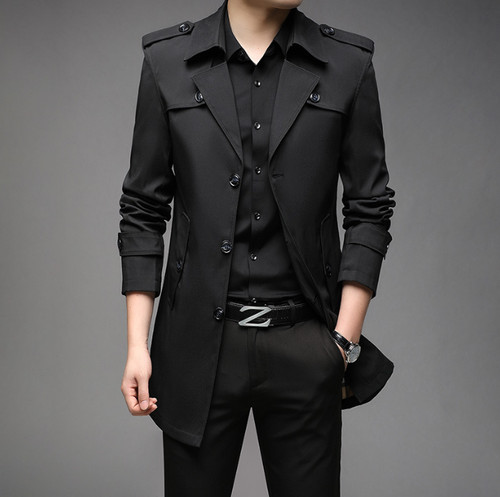 Men trench coat notched - trench, lapel