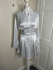 BNWT Zara White Satin Shirt Dress Size S UK 8-10 Party Clubbing Christmas