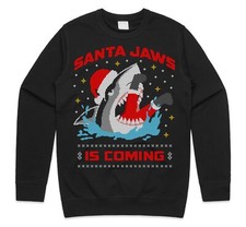 Santa Jaws Is Coming Christmas Jumper Sweatshirt Funny Xmas Shark Gift To Town