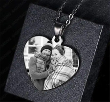 Custom Heart Photo Pendant Necklace Engraved Personalised Christmas Gift