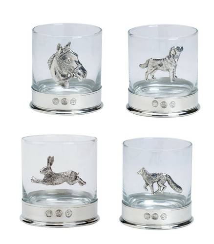 Whisky glass horse hare - glass, hare,