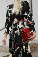 ZARA Satin Oriental Bird Print