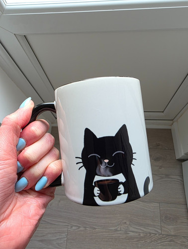 Two tone ceramic cat mugs - two, 11oz