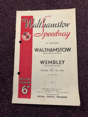 Speedway programme walthamstow - programme,