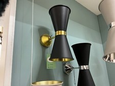 DAVID HUNT HYDE DOUBLE WALL LIGHT SATIN BLACK & BRASS UK HAND MADE ON DISPLAY