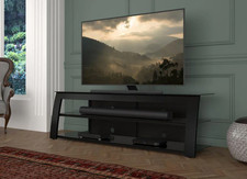 AVF Kivu 1.8m TV Stand for TVs up to 90" | Black Glass & Wood | Cable Management