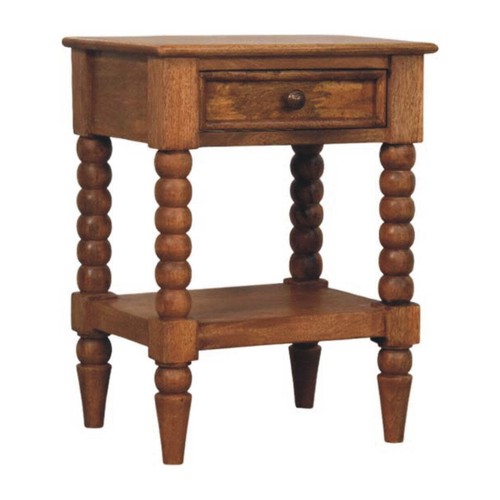 Solid wood bedside table - wood, amber