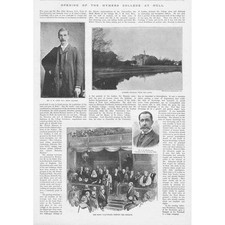 HULL The Opening of Hymers College - Antique Print 1893