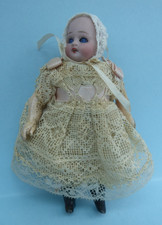ANTIQUE china doll, 4 3/4", lovely, opening/closing eyes,  doll collector