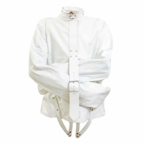 Mens white leather bondage - mens,