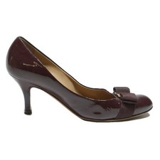 SALVATORE FERRAGAMO Womens Patent Leather Kitten Heel Pumps Purple UK 5 Elegant