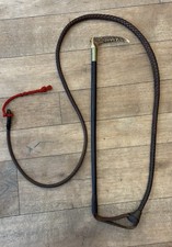 VINTAGE ANTIQUE LADIES HUNTING WHIP PLAITED LEATHER ANTLER EQUESTRIAN HERITAGE