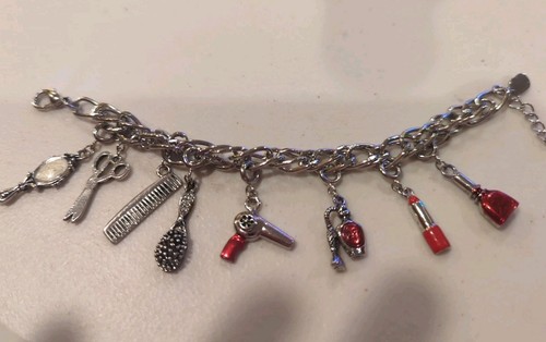 Silver tone charm bracelet - charm, 8