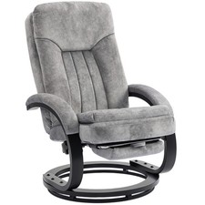 HOMCOM Manual Recliner Armchair with Footrest, Wooden Base, Grey