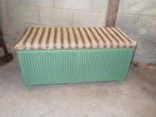 Vintage Lloyd Loom Lusty Large Ottoman Laundry  Storage Bedding Basket Box ,Seat