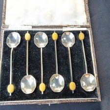 Vintage EPNS Coffee Bean Spoons In Original Box