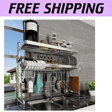 Premium Stainless Steel Over Sink Dish Drying Rack, Expandable 20.87'' to 37.6''