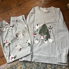 Christmas Pyjama Next Age 9 Years Kids Grey Festive Long Leg Sheep Print Unisex