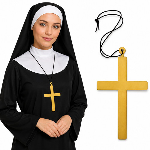 Large gold monk cross 23cm - large,