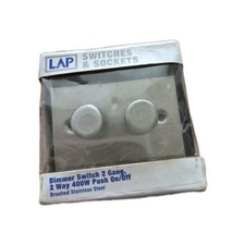 LAP Switches & Sockets - Polished Crome 10AX Plate Switch 2 Gang 2 Way