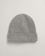 GANT Unisex Shield Wool Beanie - 93 Grey Melange