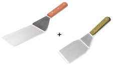 2 BURGER FLIPPERS TURNER XL & LARGE FLIPPER GRIDDLE STEAK BBQ SPATULA METAL LONG