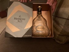 Hennessy XO brandy cut glass bottle and box