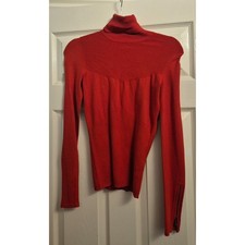 Karen Millen Red Ribbed Turtleneck Jumper Roll Neck Knit Zip Sleeve Knitwear Top