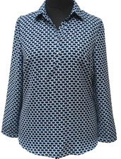 Blue *Ambria* Loose Fit 'Puss Cat Faces' Blouse / Tunic: Sz 18: New