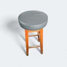 SINGLE RETRO SOLID WOOD TALL BAR STOOL 29" MAN CAVE METAL FOOT RESTS