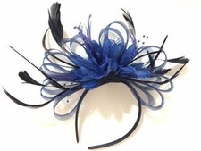 BESPOKE Navy and Royal Blue Fascinator on Headband UK Wedding Ascot Races Loop