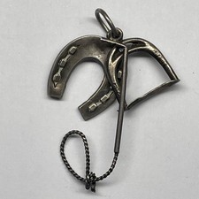 Antique Sterling Silver Horseshoe crop stirrup Equestrian/Riding horses charm 