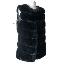 Faux Fur Body Warmer Black Gilet Waistcoat One Size 10/12 Free Delivery 